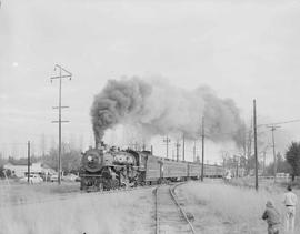 Northern Pacific passenger train near Chehalis, Washington, in 1957.