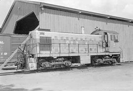 Quincy Railroad Diesel Locomotive Number 4 at Quincy, California in August, 1977.