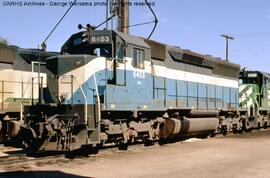 Burlington Northern Diesel Locomotive 423 at Denver, Colorado, 1970