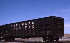 Northern Pacific wood chip car 119828 at Attalia, Washington, in 1986.