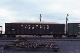 Northern Pacific wood chip car 119854 at Pasco, Washington, in 1981.