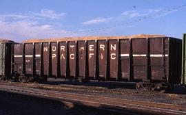 Northern Pacific wood chip car 119809 at Newcastle, Wyoming, in 1999.