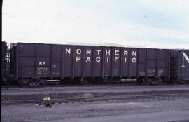 Northern Pacific wood chip car 119933 at Pasco, Washington, in 1981.