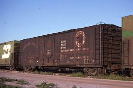 Northern Pacific 50-foot, single plug door refrigerator car 97798 at Enid, Oklahoma, in 1995.