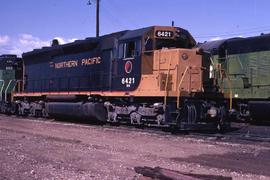 Burlington Northern 6421 at the diesel shop in Denver, Colorado, in 1972.