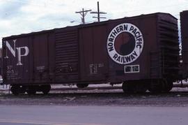 Northern Pacific box car 8665 at Longmont, Colorado, in 1978.