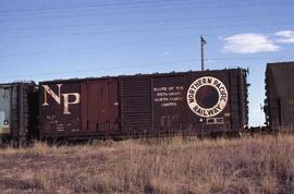 Northern Pacific box car 3168 at Longmont, Colorado, in 1980.