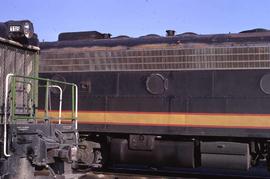 Burlington Northern 825 at the roundhouse in Denver, Colorado, in 1973.